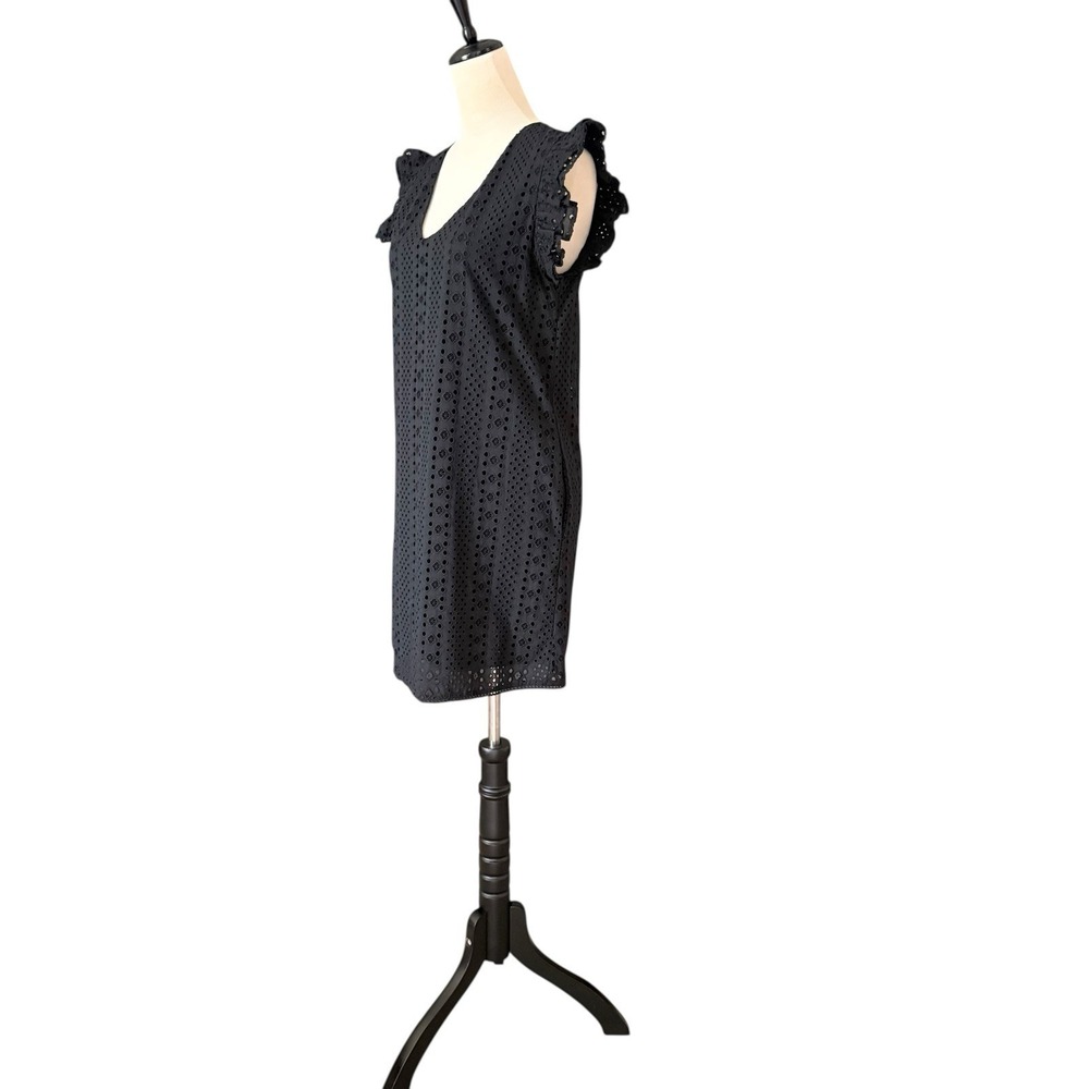NWT Evereve Tinsley Black Eyelet Ruffle Sleeve Mini Dress LBD Size XS (US 2) - Picture 5 of 14